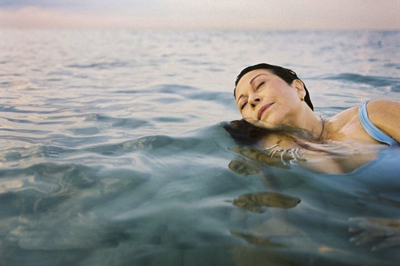 woman swimming in the ocean